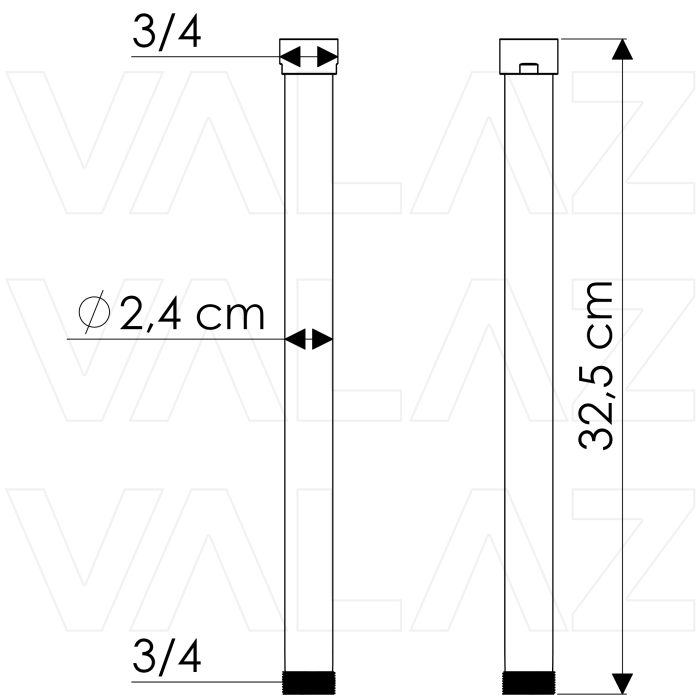 Tubo alargador ducha oro mate 30 cm – Image 2